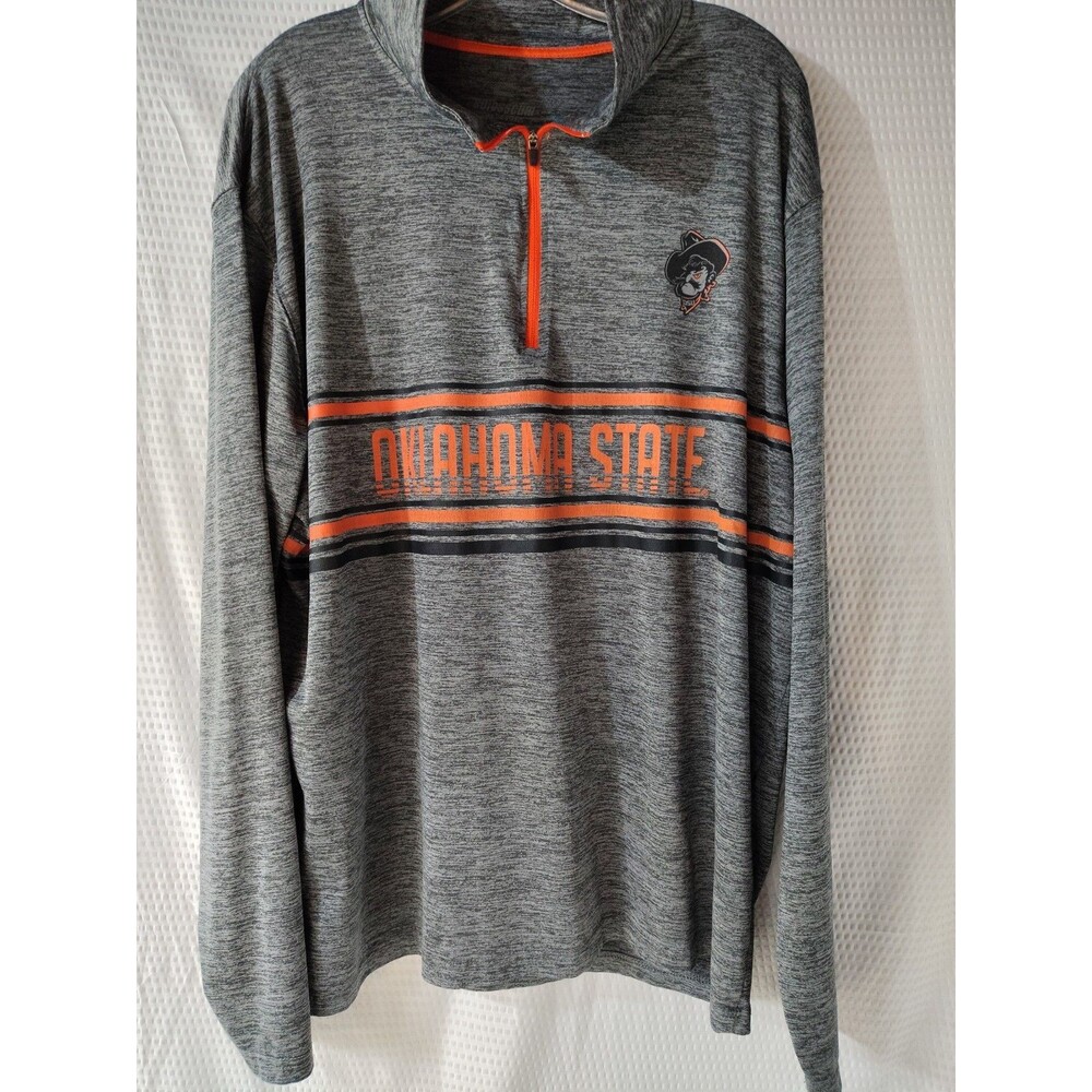 Colosseum Oklahoma State Cowboys Mens XLarge Gray Orange Quarter Zip Pullover